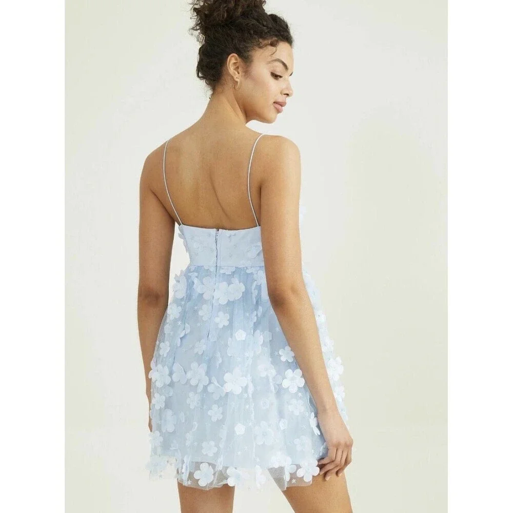 Altar'd State Aurora Floral Mesh Babydoll Dress grad party prom Embellished NWT - Picture 3 of 10